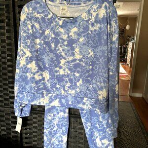 New with Tags JENNI Women's Tie-Dyed Loungewear Set Size Large Denim Color